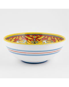 Broccato Rosso Italian serving bowl handmade by Fima in Deruta