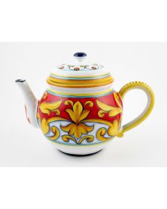 Broccato Rosso Italian tea pot handmade by Fima in Deruta