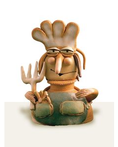 The Cook, a ceramic figurine featuring a male character created by Maestro Riccardo Biavati in Ferrara, Italy 