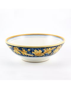 Italian pasta & soup bowl from the Rinascimento Blu e Giallo collection handmade by Ceramiche Rampini in Gubbio, Italy