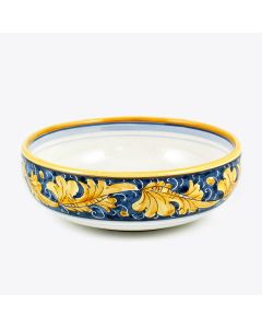 Italian pasta & soup bowl from the Rinascimento Blu e Giallo collection handmade by Ceramiche Rampini in Gubbio, Italy