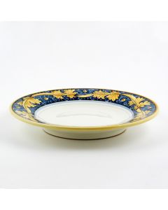 Italian pasta & soup plate from the Rinascimento Blu e Giallo collection handmade by Ceramiche Rampini in Gubbio, Italy