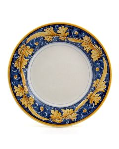 Italian salad & dessert plate from the Rinascimento Blu e Giallo collection handmade by Ceramiche Rampini in Gubbio, Italy