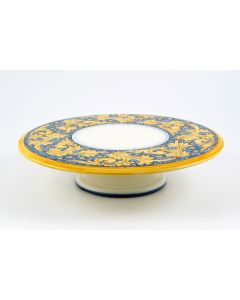 Italian cake & cheese stand from the Rinascimento Blu e Giallo collection handmade by Ceramiche Rampini in Gubbio, Italy
