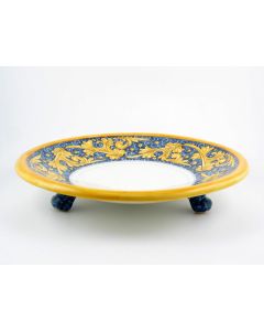 Italian fruit bowl from the Rinascimento Blu e Giallo collection handmade by Ceramiche Rampini in Gubbio, Italy