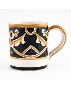 Barocco Nero Italian mug handmade by Fima in Deruta