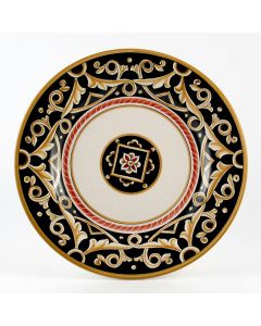 Barocco Nero Italian dinner plate handmade by Fima in Deruta