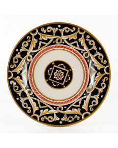 Barocco Nero Italian salad & dessert plate handmade by Fima in Deruta