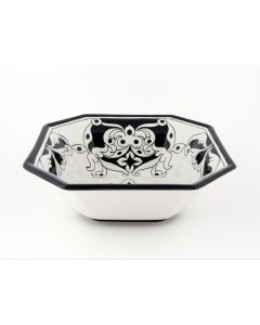 Italian octagonal serving bowl Bianco Nero from the Ottagonali Collection handmade by Francesca Niccacci in Deruta