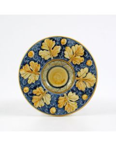 Italian small plate with raised leaves 3 handmade by Ceramiche Rampini in Gubbio, Italy