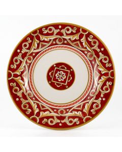 Barocco Rosso Italian dinner plate handmade by Fima in Deruta