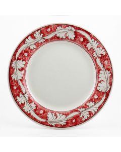 Italian dinner plate from the Rinascimento Rosa e Bianco collection handmade by Ceramiche Rampini in Gubbio, Italy