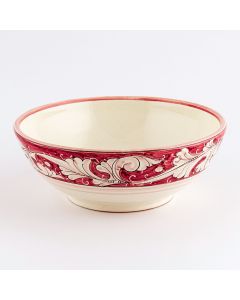 Italian serving bowl from the Rinascimento Rosa e Bianco collection handmade by Ceramiche Rampini in Gubbio, Italy