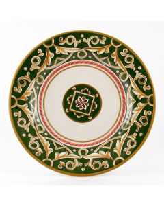 Barocco Verde Italian dinner plate handmade by Fima in Deruta