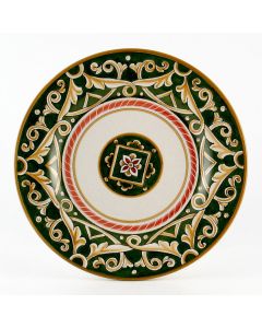 Barocco Verde Italian salad & dessert plate handmade by Fima in Deruta