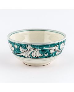 Italian cereal bowl from the Rinascimento Verde e Bianco collection handmade by Ceramiche Rampini in Gubbio, Italy