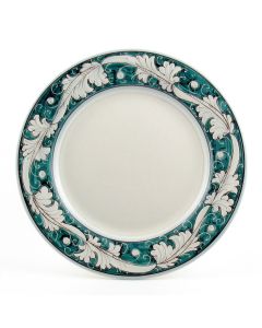 Italian charger plate from the Rinascimento Verde e Bianco collection handmade by Ceramiche Rampini in Gubbio, Italy