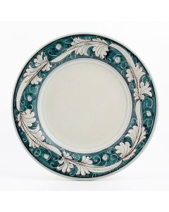 Italian salad & dessert plate from the Rinascimento Verde e Bianco collection handmade by Ceramiche Rampini in Gubbio, Italy