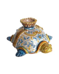 Italian ceramic candle holder Turtle handmade by Ghenos in Sicily