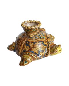 Italian ceramic candle holder Turtle handmade by Ghenos in Sicily