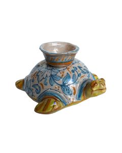 Italian ceramic candle holder Turtle handmade by Ghenos in Sicily
