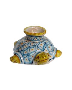 Italian ceramic candle holder Turtle handmade by Ghenos in Sicily