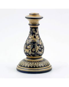 Italian blue and cream candle holder handmade by Ceramiche Magnanelli in Gubbio, Italy