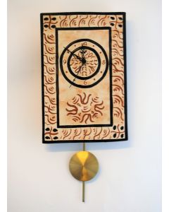 Italian wall clock with pendulum handmade in Mantua using the traditional sgraffito method