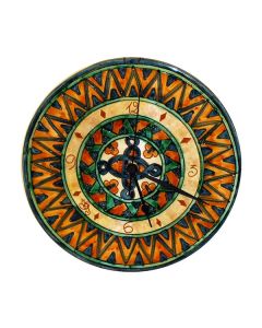 Italian wall clock handmade in Mantua using the traditional sgraffito method