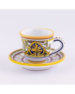 Deruta espresso cup and saucer from the Cinquecento collection, handmade by Antica Deruta - Italy