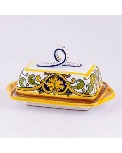 Deruta butter dish from the Cinquecento collection, handmade by Antica Deruta - Italy