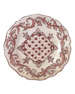 Italian ceramic dinner plate from the Classico Rosa Collection handmade by Ghenos in Sicily