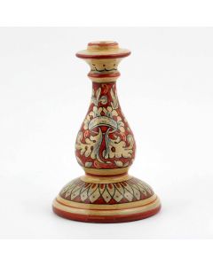 Italian red and cream candle holder handmade by Ceramiche Magnanelli in Gubbio, Italy