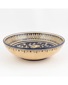 Italian blue and cream centerpiece bowl handmade by Ceramiche Magnanelli in Gubbio, Italy