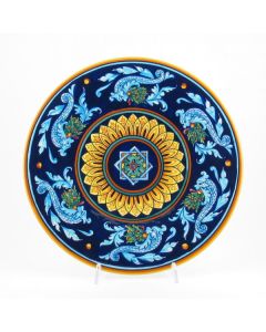 Italian geometric wall plate handmade by Eugenio Ricciarelli - Deruta, Rapallo, Amalfi