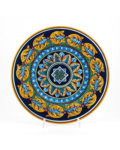 Italian geometric wall plate handmade by Eugenio Ricciarelli - Deruta, Rapallo, Amalfi