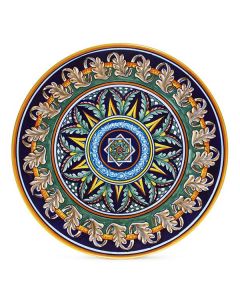 Italian geometric wall plate handmade by Eugenio Ricciarelli - Deruta, Rapallo, Amalfi
