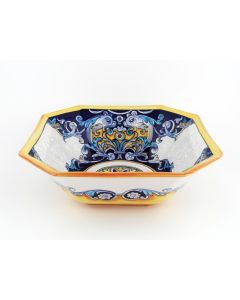 Italian octagonal serving bowl Delfini from the Ottagonali Collection handmade by Francesca Niccacci in Deruta