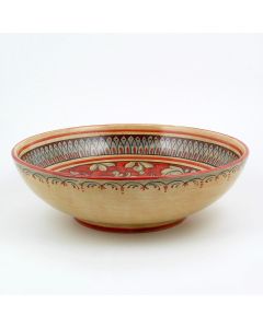 Italian red and cream centerpiece bowl handmade by Ceramiche Magnanelli in Gubbio, Italy