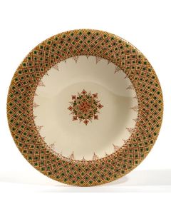 Italian Graffito Green centerpiece bowl handmade by Francesco Fasano in Grottaglie, Italy