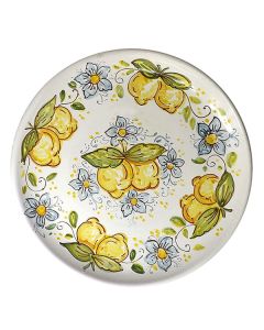 Italian ceramic dinner plate from the Frutta e Fiori Collection handmade by Ghenos in Sicily