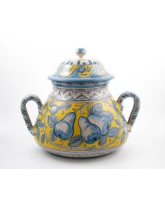 Deruta jar with handles from the Frutta Gialla collection, handmade by Antica Deruta - Italy