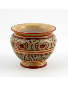 Italian red and cream planter handmade by Ceramiche Magnanelli in Gubbio, Italy