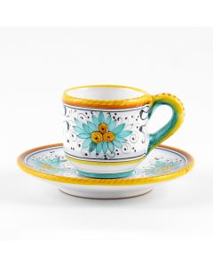 Festone Italian espresso cup and saucer handmade by Fima in Deruta