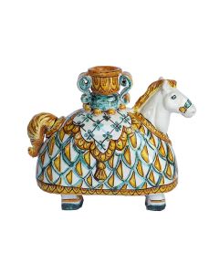 Italian ceramic candle holder Horse handmade by Ghenos in Sicily
