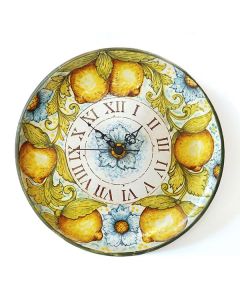 Italian ceramic wall clock with Lemons handmade by Ghenos in Sicily