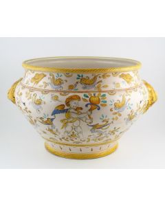 Deruta planter from the Grottesche collection, handmade by Antica Deruta - Italy