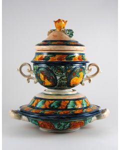 Italian childbirth set with rose 5 pcs handmade in Mantua using the traditional sgraffito method