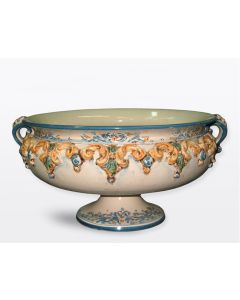 Italian centerpiece footed bowl handcrafted in Caltagirone, Sicily