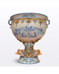Italian footed centerpiece & planter handcrafted in Caltagirone, Sicily